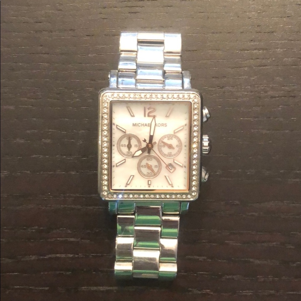 Silver Michael Kors tank watch